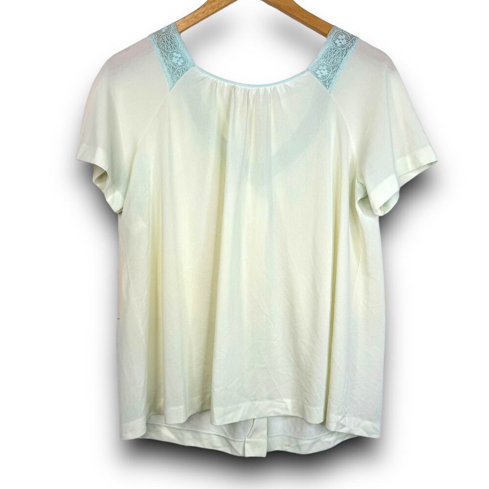 Vintage Gossard Artemis Nylon Sleepwear Top Pale Yellow Blue Lace Size Medium - Picture 4 of 6
